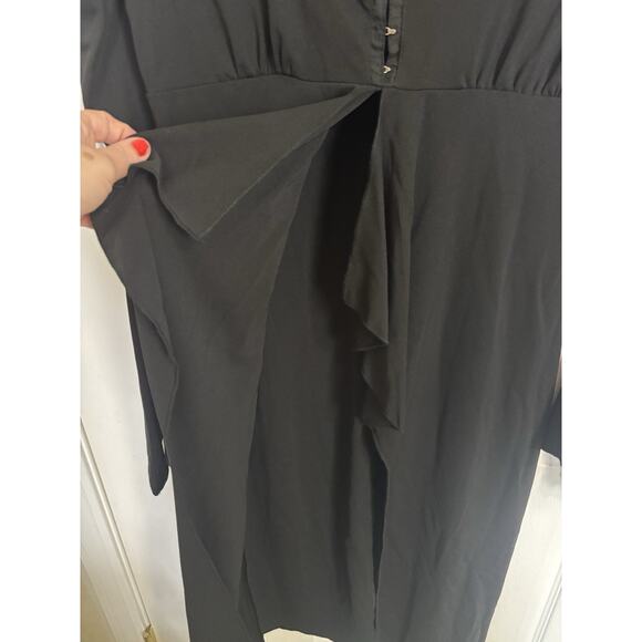 VTG Y2K Whimsigoth Black Long Line Corset Witchy Vampy Bell Sleeves Medium - Picture 4 of 8